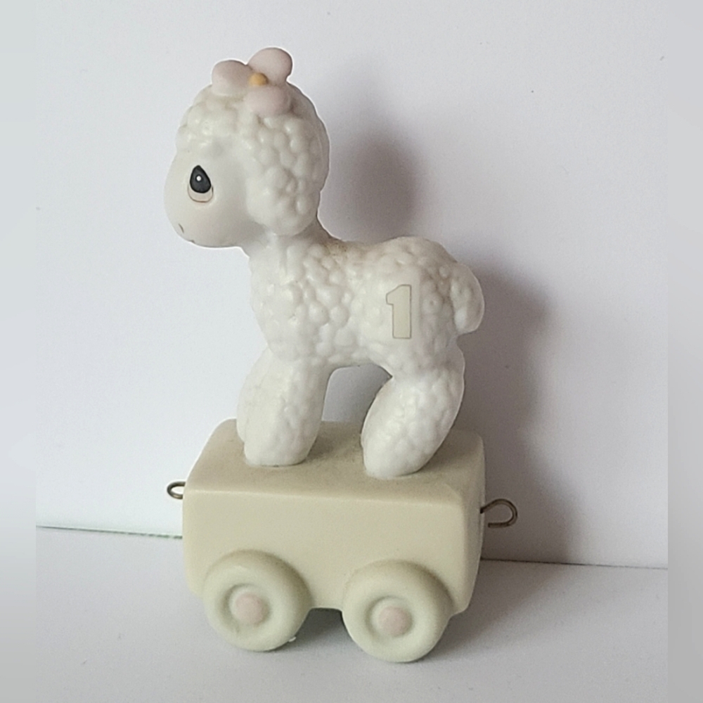 Vintage Precious Moments Birthday Train 1 Year Old Lamb Collectible Figurine